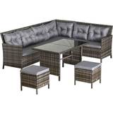 Director's Chairs Garden & Outdoor Furniture OutSunny 860-025GY Outdoor Lounge Set, 1 Table incl. 3 Sofas