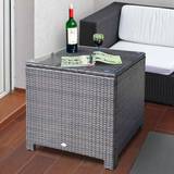 Outdoor Side Tables OutSunny Side Table Wicker Brown Outdoor Side Table