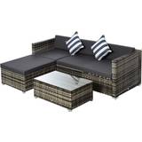 Outdoor Lounge Sets OutSunny 5 Piece Modular Rattan Sofa Set Grey Outdoor Lounge Set, 1 Table incl. 3 Sofas