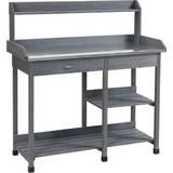Pots, Plants & Cultivation OutSunny Potting Bench Table Grey 450 x 1,210 mm