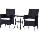 Black Bistro Sets Garden & Outdoor Furniture OutSunny 841-094 Bistro Set, 1 Table incl. 2 Chairs