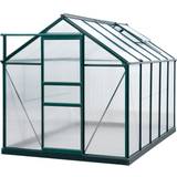 Freestanding Greenhouses OutSunny 6x10ft Walk-In Polycarbonate Greenhouse Plant Grow Galvanized