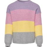Multicoloured Knitted Sweaters Only Kid's Knitted Striped Pullover - Purple/Viola