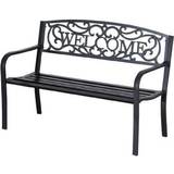 Black metal garden furniture OutSunny Steel Bench-Black Garden Bench