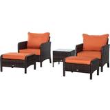 Garden & Outdoor Furniture OutSunny 5 Piece Rattan Outdoor Lounge Set, 1 Table incl. 2 Chairs