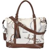 Lila Equestrian Pattern Travel Bag with Tassel White