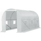 Plastic Freestanding Greenhouses OutSunny Walk-in Polytunnel Greenhouse 15x7ft Stainless steel Plastic
