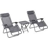 Garden Chairs Garden & Outdoor Furniture OutSunny 3pcs Folding Zero Gravity Chairs Sun Lounger