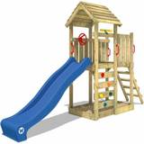 Slides Playground Wickey Wooden Climbing Frame Joy Flyer with Blue Slide