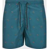Urban Classics Men's Embroidery Swim Shorts Trunks, Shark/Teal/Toffee