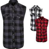 Brandit Checkshirt sleeveless Shirt, black-grey, XL, black-grey