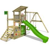 Fatmoose Swings Playground Fatmoose Wooden Climbing Frame FruityForest with Swing Set