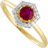 Ruby Rings Gemondo Halo Ring - Gold/Red/Diamonds