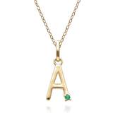 Gemondo Initial Letter Necklace - Gold/Emerald