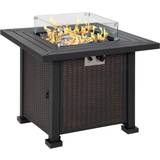 Outdoor gas firepit OutSunny Outdoor Propane Gas Fire Pit Table With Wind Screen & Glass Beads Black