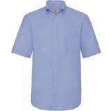Men - Purple Shirts Fruit of the Loom Short Sleeve Poplin Shirt - Oxford Blue