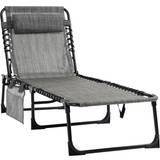 Sun Beds Garden & Outdoor Furniture OutSunny Portable Sun Lounger Folding Camping Bed Mixed Grey