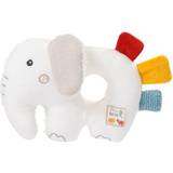 Fehn Rattles Fehn 056075 Ring Gripper Elephant fehnNATUR Organic baby toy with rattle and rustling paper for babies and toddlers from 0 months Size: 14 cm