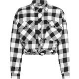 Urban Classics Women's Short Oversized Check Shirt - Black/White
