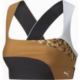 Puma Mid Impact Safari Glam Training Bra Women, Black/Desert Tan/Fur Real Print, Medium, Clothing