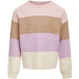Polyester Knitted Sweaters Only Kid's Striped Knitted Pullover - Pink/Sepia Rose (15207169)