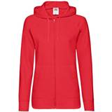 Red - Women Jumpers Fruit of the Loom Fitted Lightweight Hooded Sweatshirts Jacket - Red