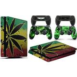 Bundle Decal Stickers giZmoZ n gadgetZ PS4 Slim Console Skin Decal Sticker + 2 Controller Skins - Weed