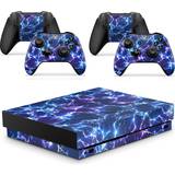 PlayStation 4 Bundle Decal Stickers giZmoZ n gadgetZ Xbox One X Console Skin Decal Sticker + 2 Controller Skins - Electric Storm