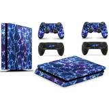 PlayStation 4 Bundle Decal Stickers giZmoZ n gadgetZ PS4 Slim Console Skin Decal Sticker + 2 Controller Skins - Electric Storm