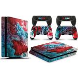 Bundle Decal Stickers giZmoZ n gadgetZ PS4 Slim Console Skin Decal Sticker + 2 Controller Skins - Colour Explosion