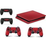giZmoZ n gadgetZ PS4 Slim Console Skin Decal Sticker + 2 Controller Skins - Carbon Red