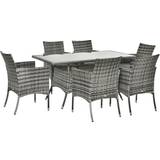 Patio Dining Sets Garden & Outdoor Furniture OutSunny 861-071V70GY Patio Dining Set, 1 Table incl. 6 Chairs