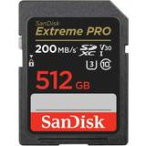 Class 10 - SDXC Memory Cards SanDisk SDXC Extreme Pro 512GB 200MB/s UHS-I C10 V30 U3