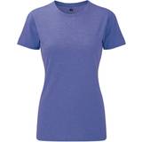 Purple - Women T-shirts Russell Athletic Womens Slim Fit Longer Length Short Sleeve T-Shirt (Maroon Marl)