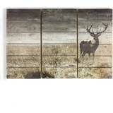 For The Home Highland Stag Print On Fir Wood Framed Art