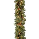 National Tree Company 9' x 10" Carolina Pine Garland with flocked cones & 100 Battery Operated Led Lights Christmas Tree