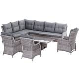 Outdoor Furniture OutSunny Patio Wicker Conversation Outdoor Lounge Set, 1 Table incl. 3 Chairs & 3 Sofas
