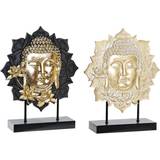 Dkd Home Decor ative Figure Black Golden Buddha MDF Resin (27 x 8 x 33,5 cm) (2 Units) Figurine