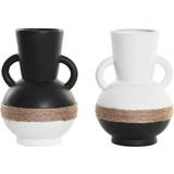 Dkd Home Decor Ceramic Black Brown Rope White (16,5 x 16,5 x 24 cm) (2 Units) Vase