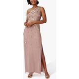 Adrianna Papell One Shoulder Beaded Maxi Dress, Stone