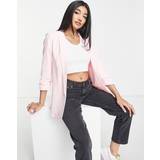 Pieces blazer with ruched sleeves in light pink-White