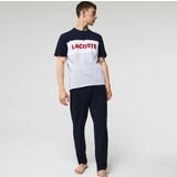 Men - White Pyjamas Lacoste Men’s Colourblock Stretch Cotton Long Pyjama Set Chine