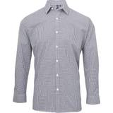Unisex Shirts Premier Mens Microcheck Long Sleeve Shirt (Black/White)