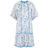 Y.A.S cotton broderie smock mini dress in floral MBLUE