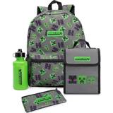 Minecraft Bags Minecraft Lunch Bag And Backpack Set (Pack of 4) (One Size) (Grey/Green/Black)