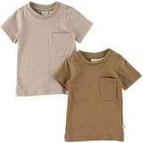 Brown T-shirts Children's Clothing That's Mine Tino T-shirts 2-pack -Stripes/Earth Brown