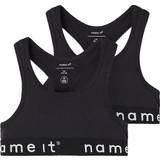 Cotton Bralettes Children's Clothing Name It Short Top without Sleeves 2-pack - Black