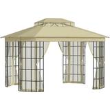 OutSunny Garden Metal Arch Arbour with Bench Love Seat Matte Black