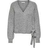 Only Mia Wrap Knitted Cardigan - Grey/Light Grey Melange