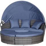 Seat Cushion Outdoor Sofas Garden & Outdoor Furniture OutSunny Alfresco 6 Seater Cushioned Rattan Round Outdoor Sofa